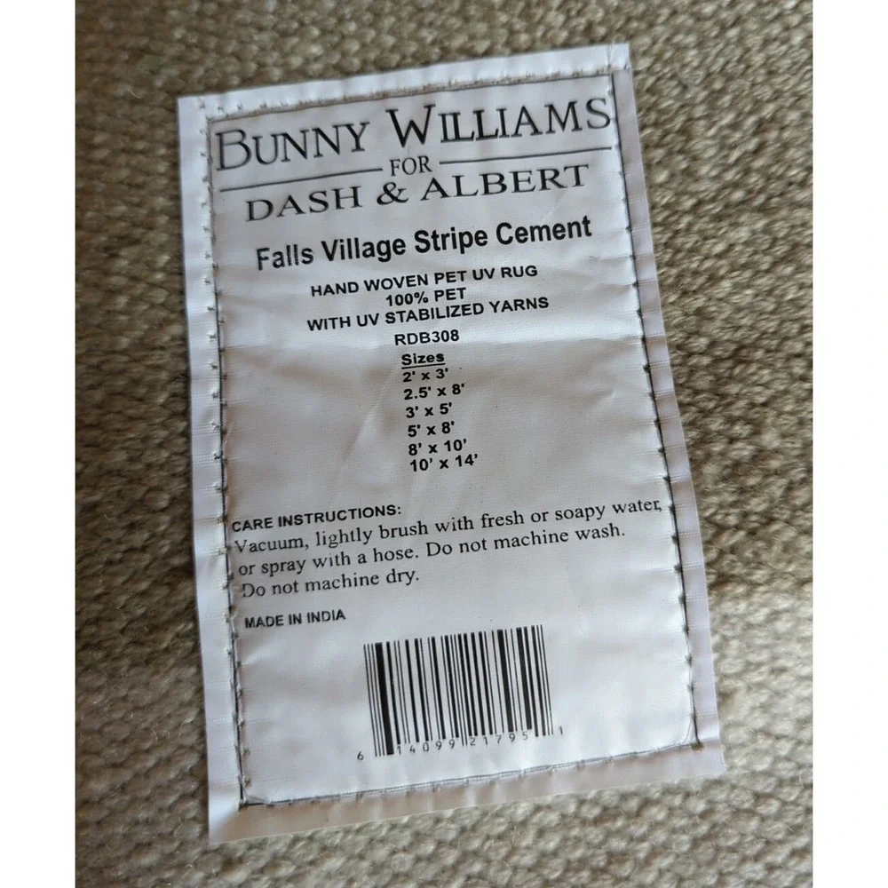 Bunny Williams Dash & Albert Handwoven Sample Rug Pet UV Falls‎ Village Cement